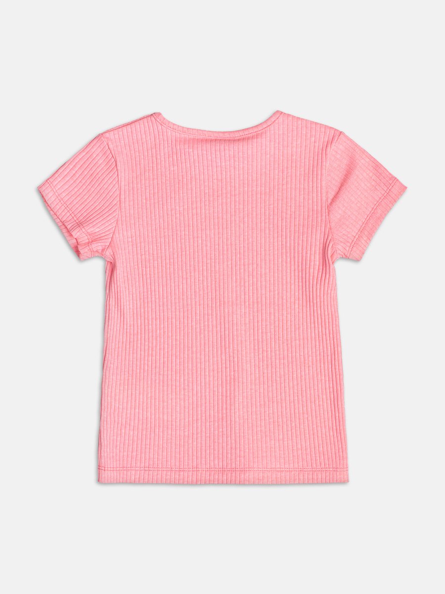 Neon Pink Ribbed Basic Blouse