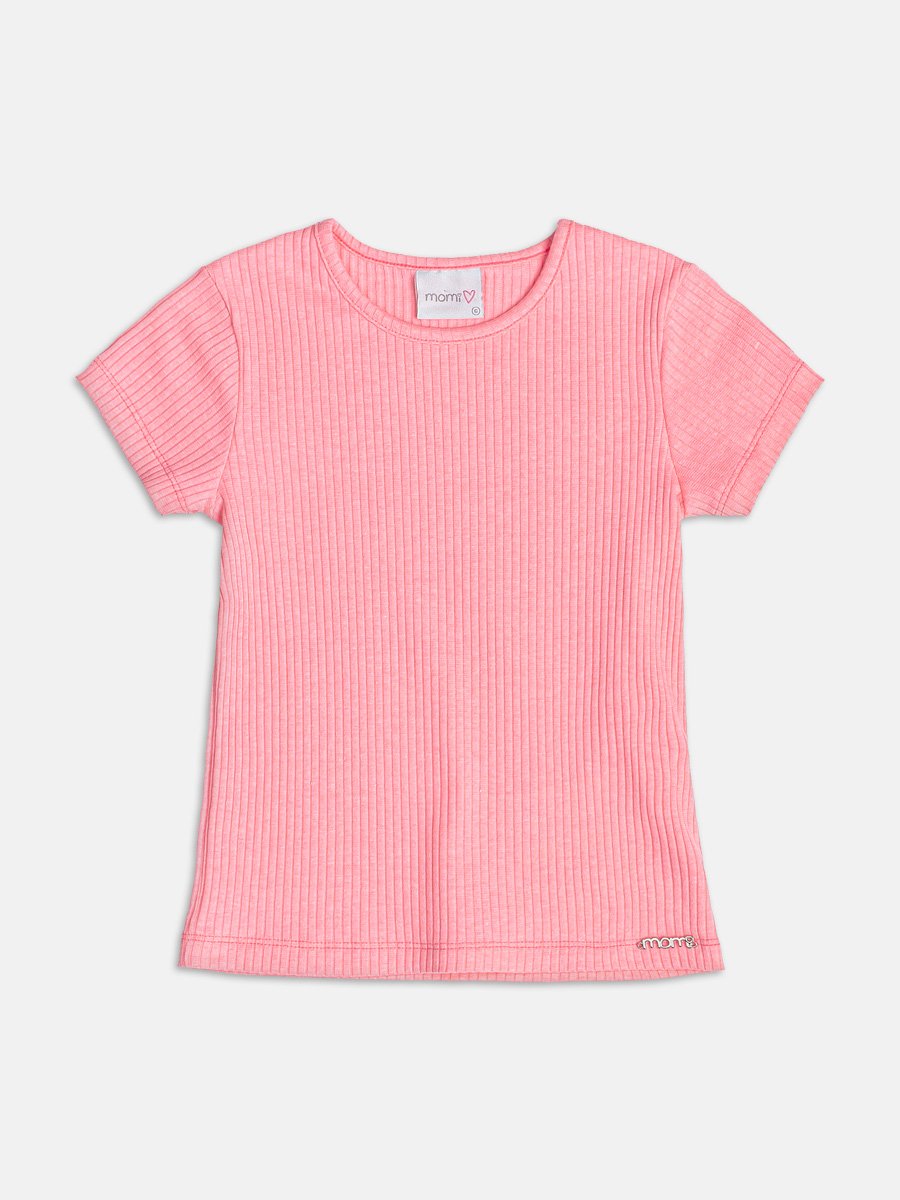 Neon Pink Ribbed Basic Blouse