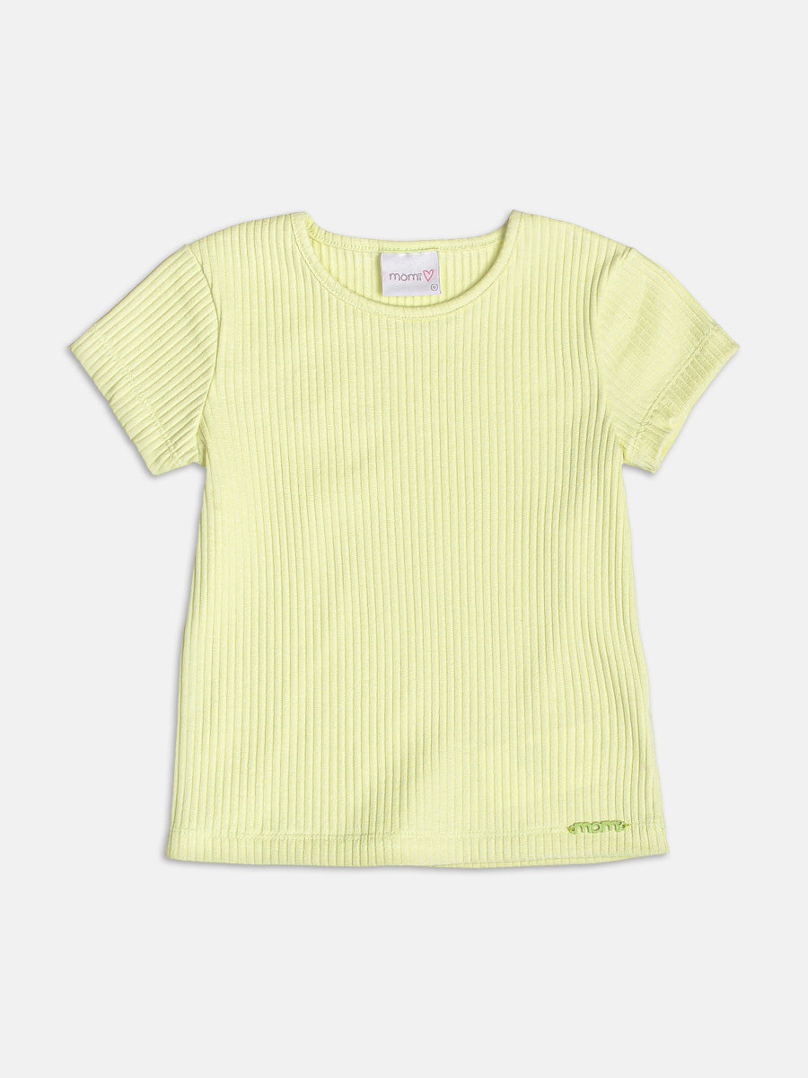 Melon Green Ribbed Basic Blouse