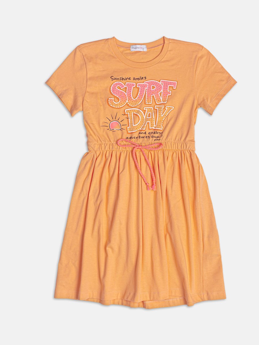 Orange Lace-Up Surf Day Dress