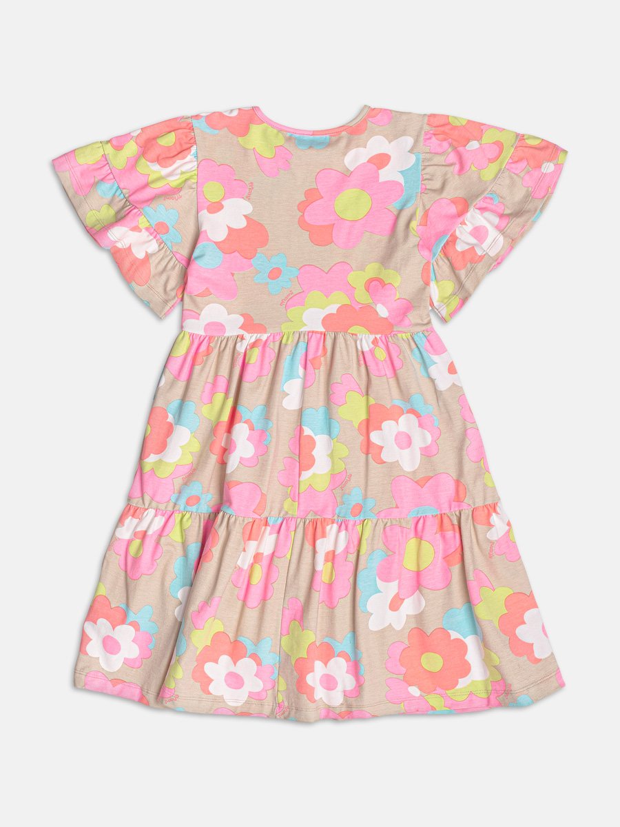 Neon Floral Dress with Ruffles