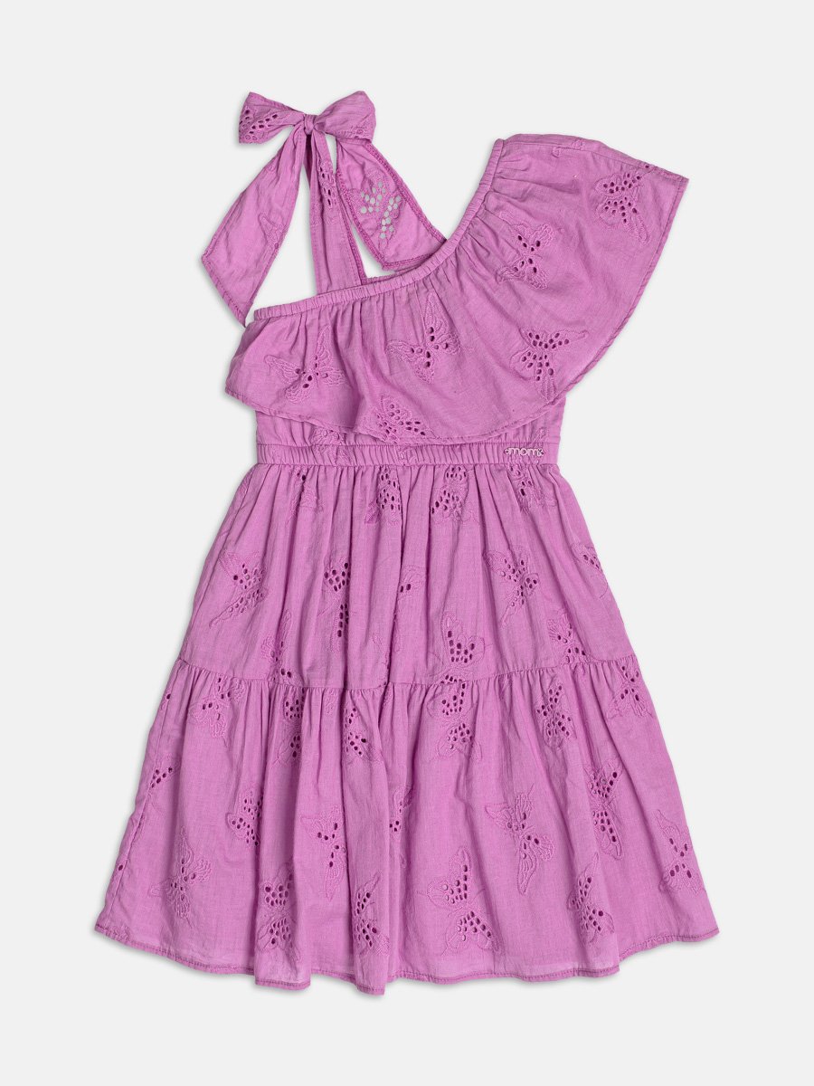 Purple Laise Dress with Ruffles
