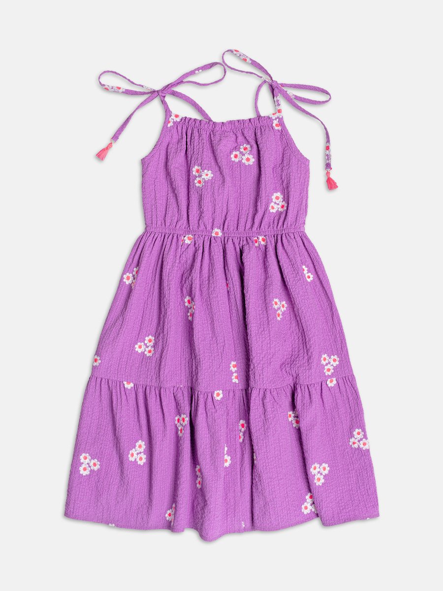 Purple Floral Ruched Dress