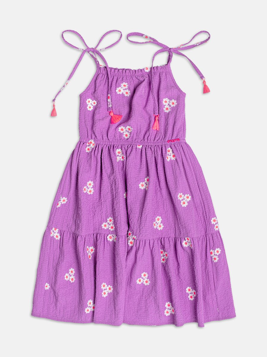 Purple Floral Ruched Dress