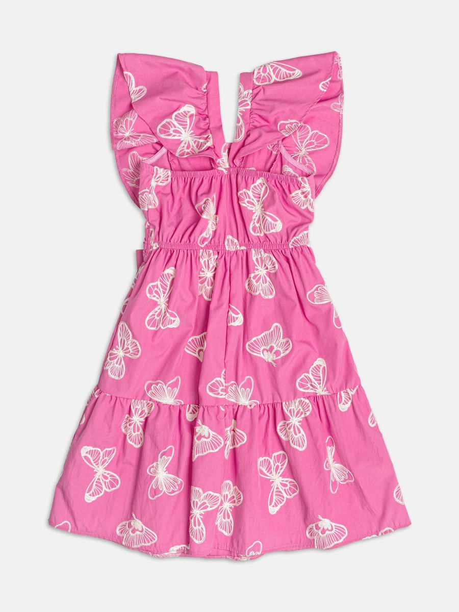 Pink Butterfly Tricoline Dress