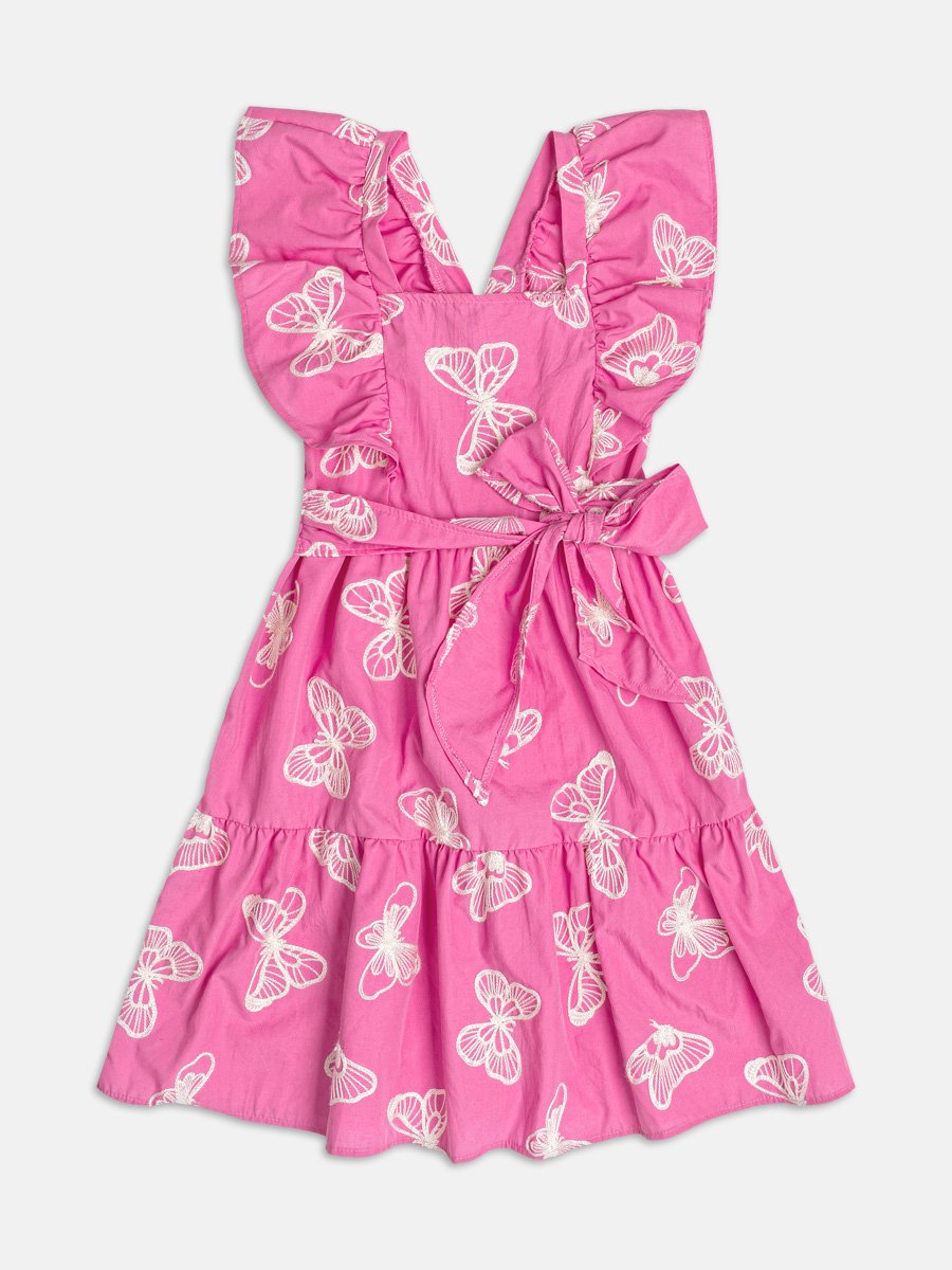 Pink Butterfly Tricoline Dress
