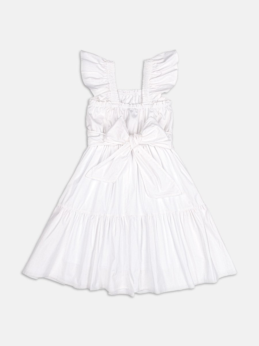Off Tricoline Dress with Apples