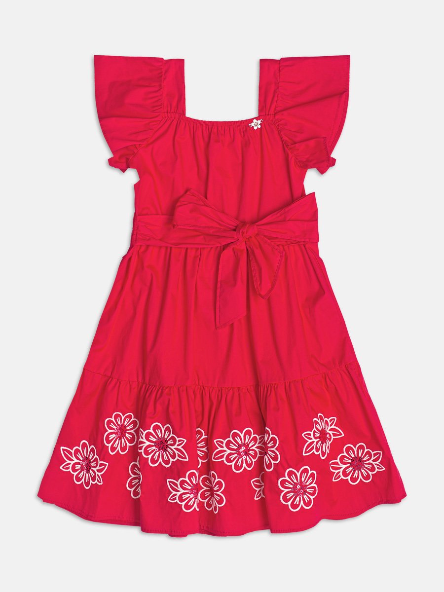 Preppy Red Flower Dress