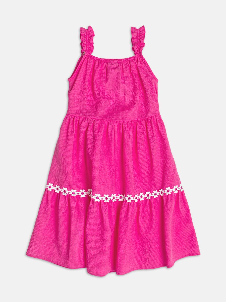 Pink Ruched Dress with Daisies