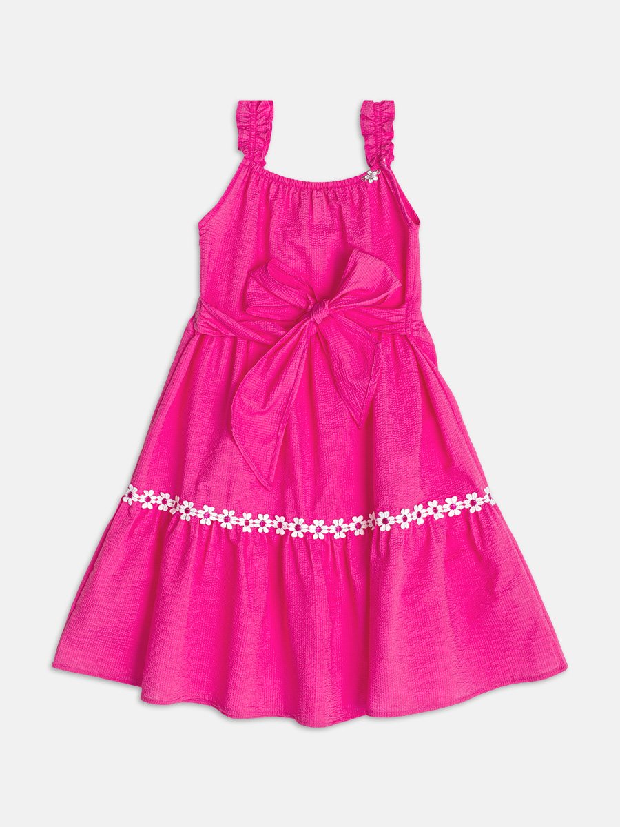Pink Ruched Dress with Daisies