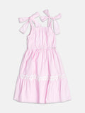 Pink Striped Dress with Flowers