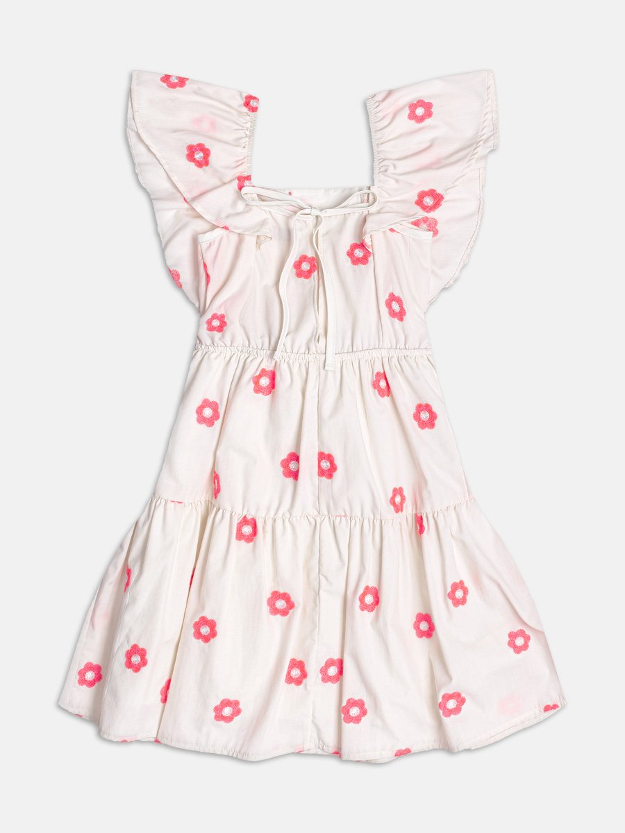 Tricoline Dress with Neon Flowers