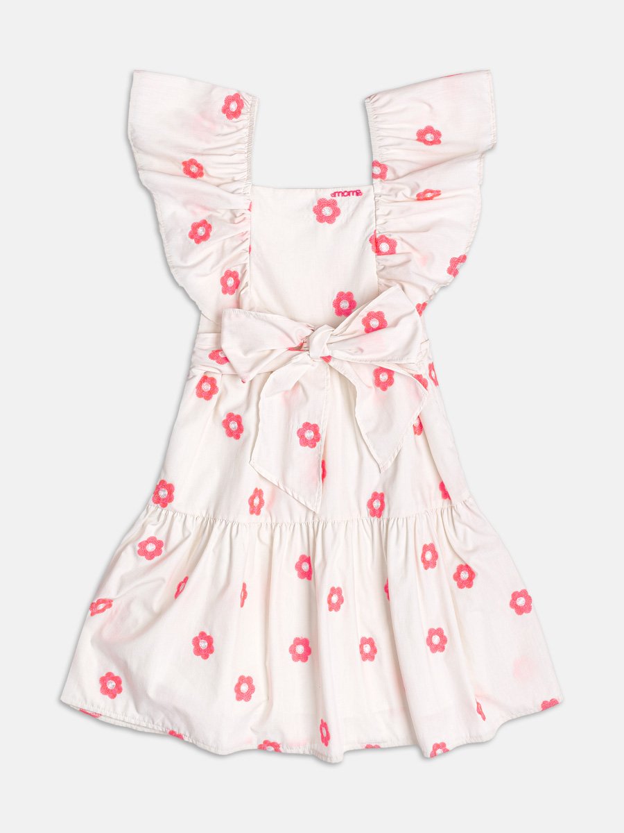 Tricoline Dress with Neon Flowers