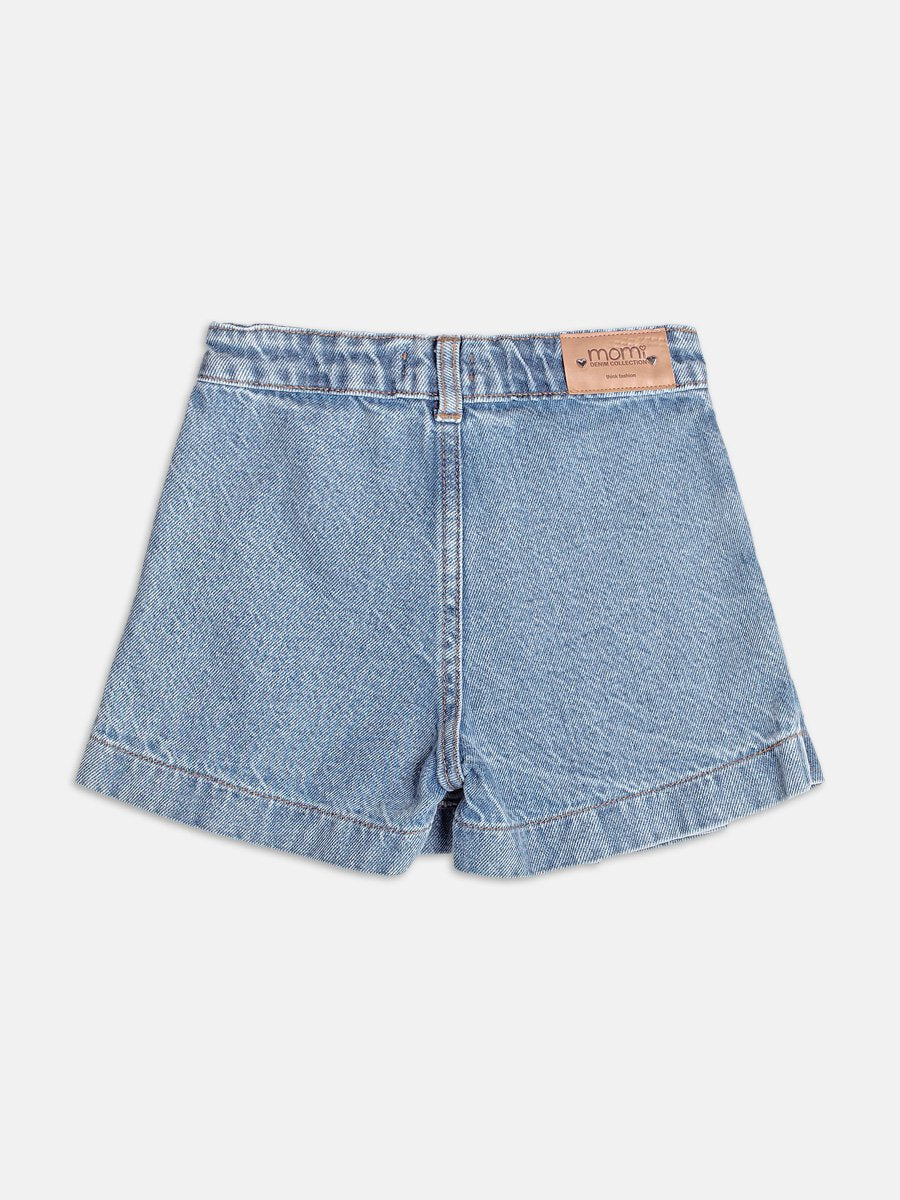 Denim Skirt Shorts with Pleats