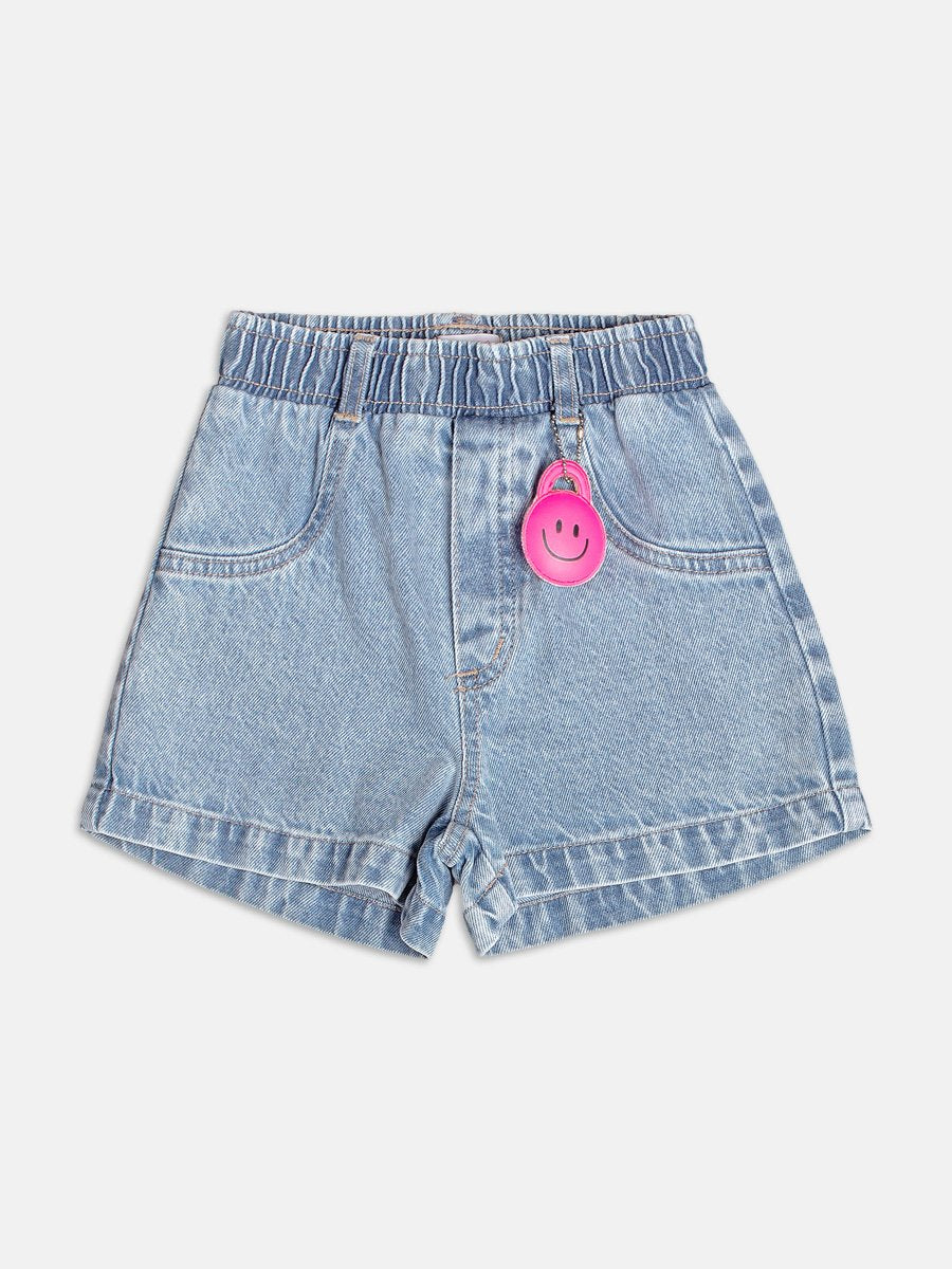 Denim Shorts with Smile Pendant