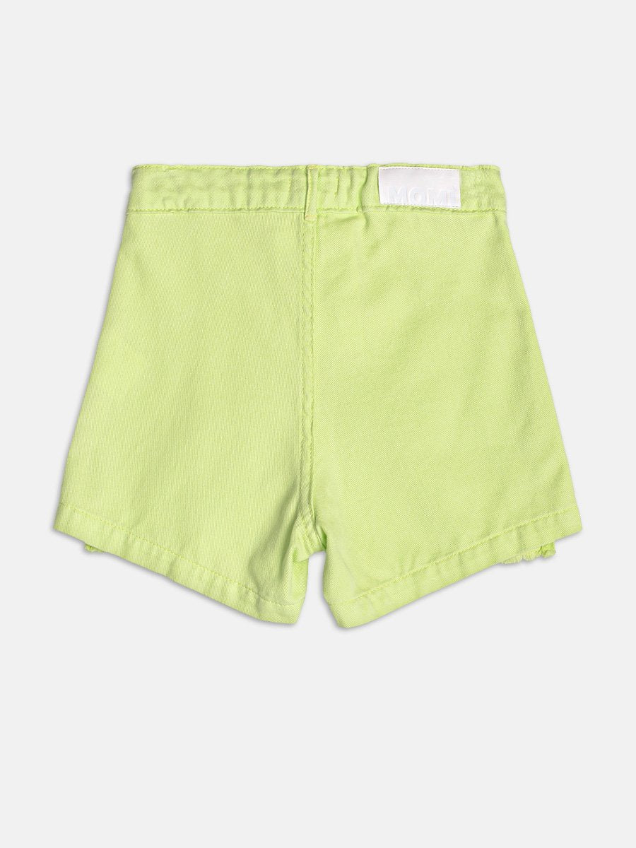Melon Green Frayed Twill Shorts
