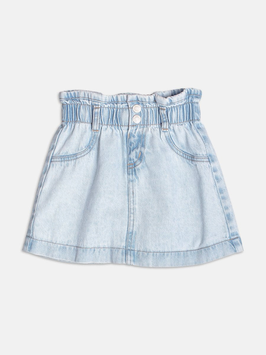 Light Denim Skirt with Clochard Waistband