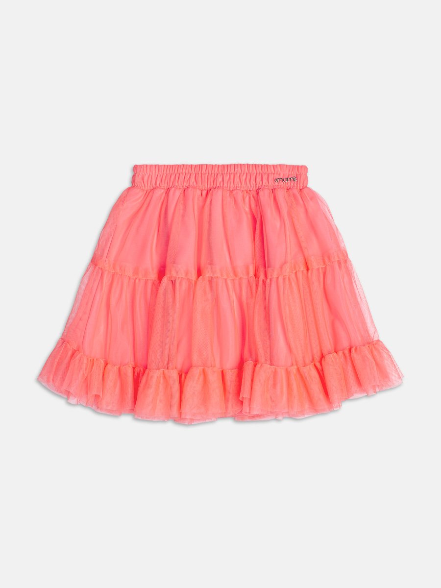 Neon Pink Tulle Ruffle Skirt