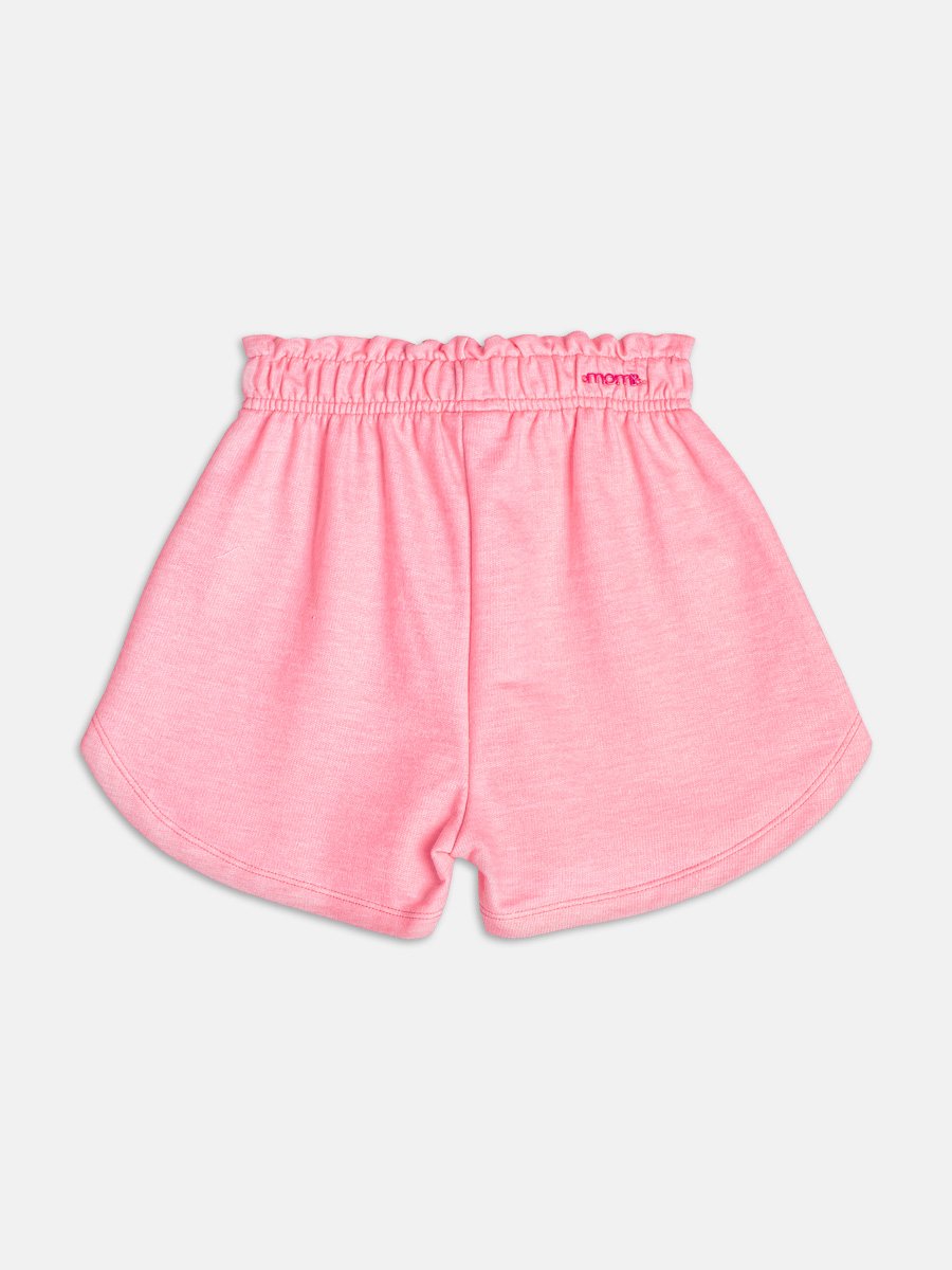 Sweatshirt Shorts with Neon Pink Embroidery