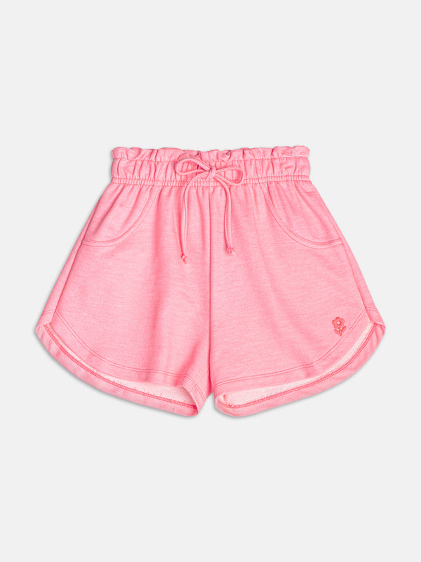 Sweatshirt Shorts with Neon Pink Embroidery