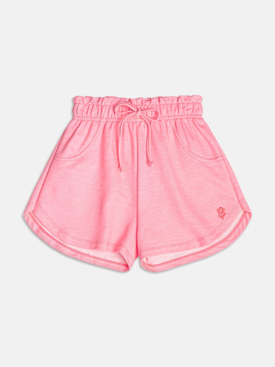 Sweatshirt Shorts with Neon Pink Embroidery