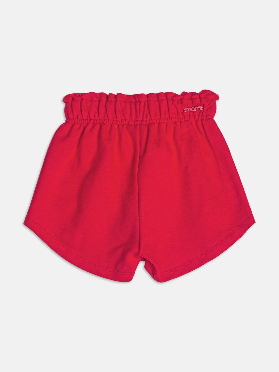 Short Red Sweatshirt with Embroidery