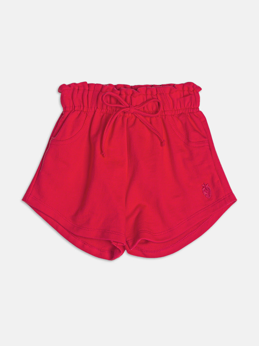 Short Red Sweatshirt with Embroidery