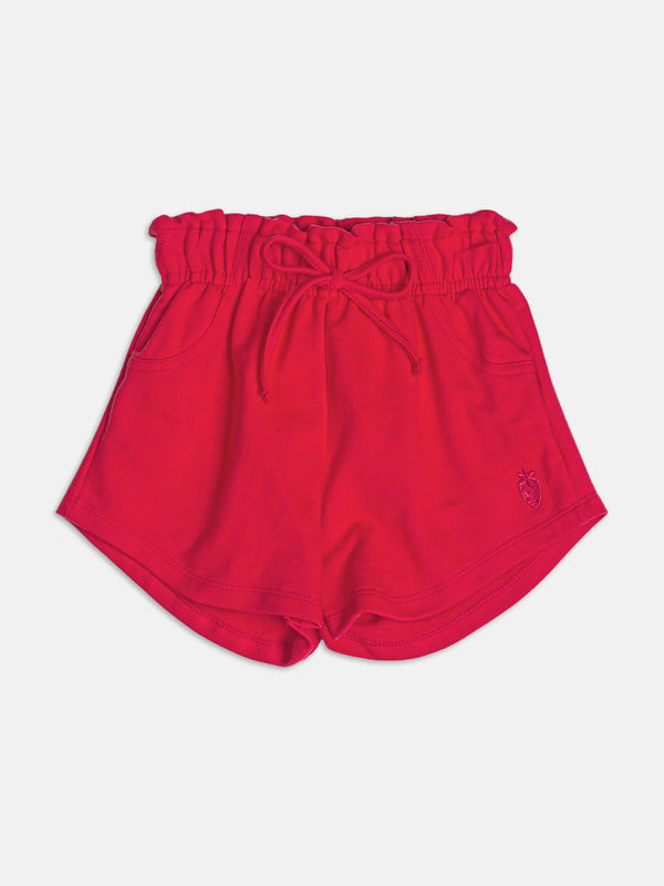 Short Red Sweatshirt with Embroidery