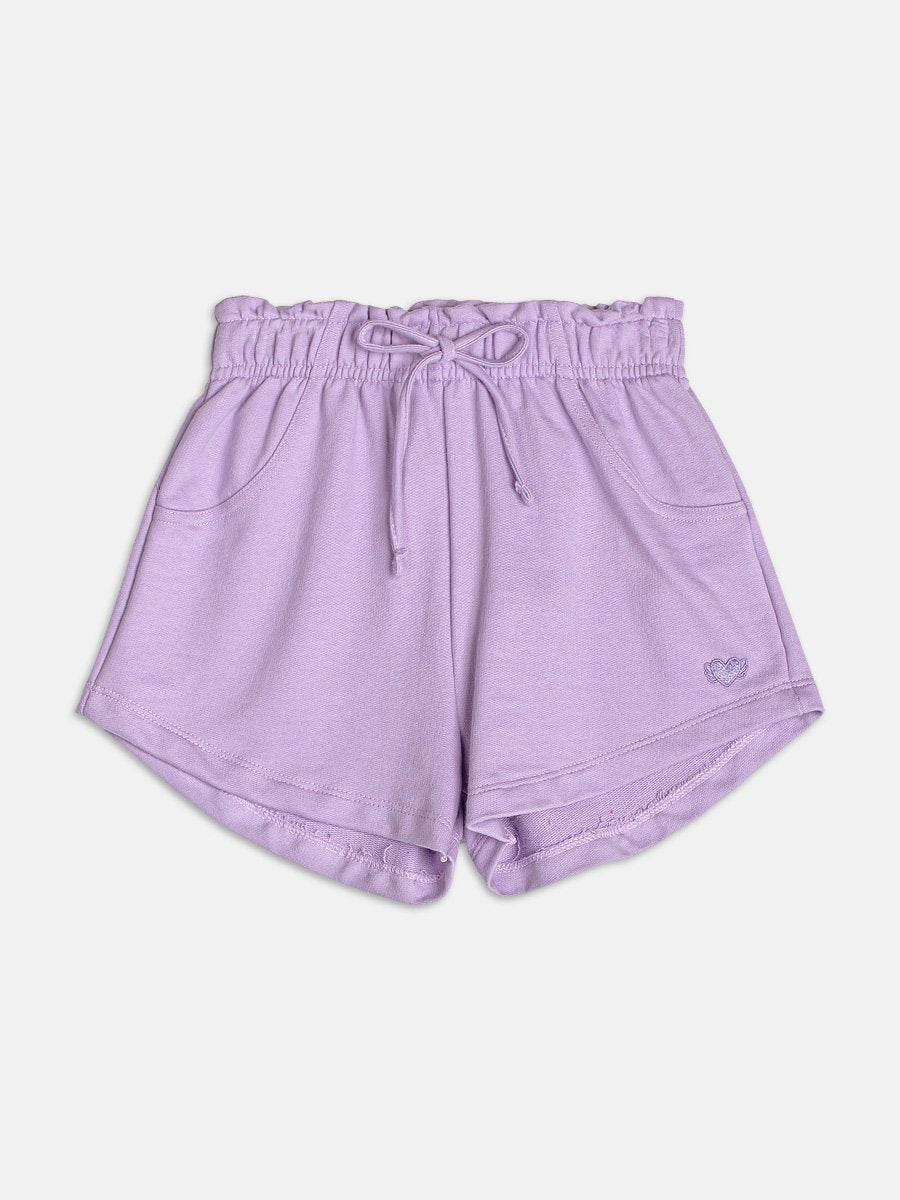 Lilac Sweatshirt Shorts with Embroidery