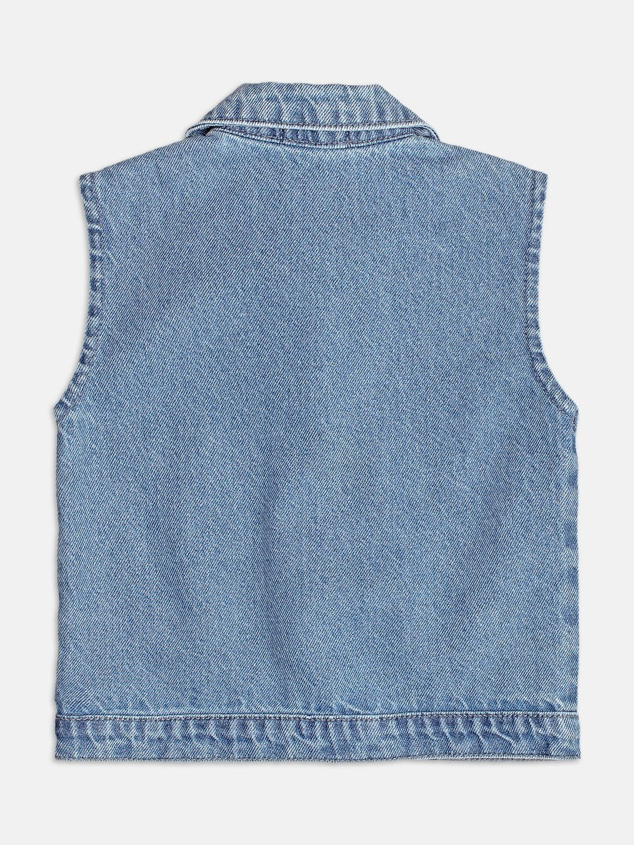 Denim Vest with Hearts and Rhinestones