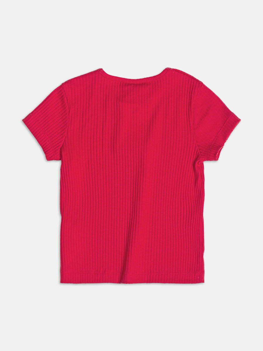 Preppy Red Ribbed Blouse