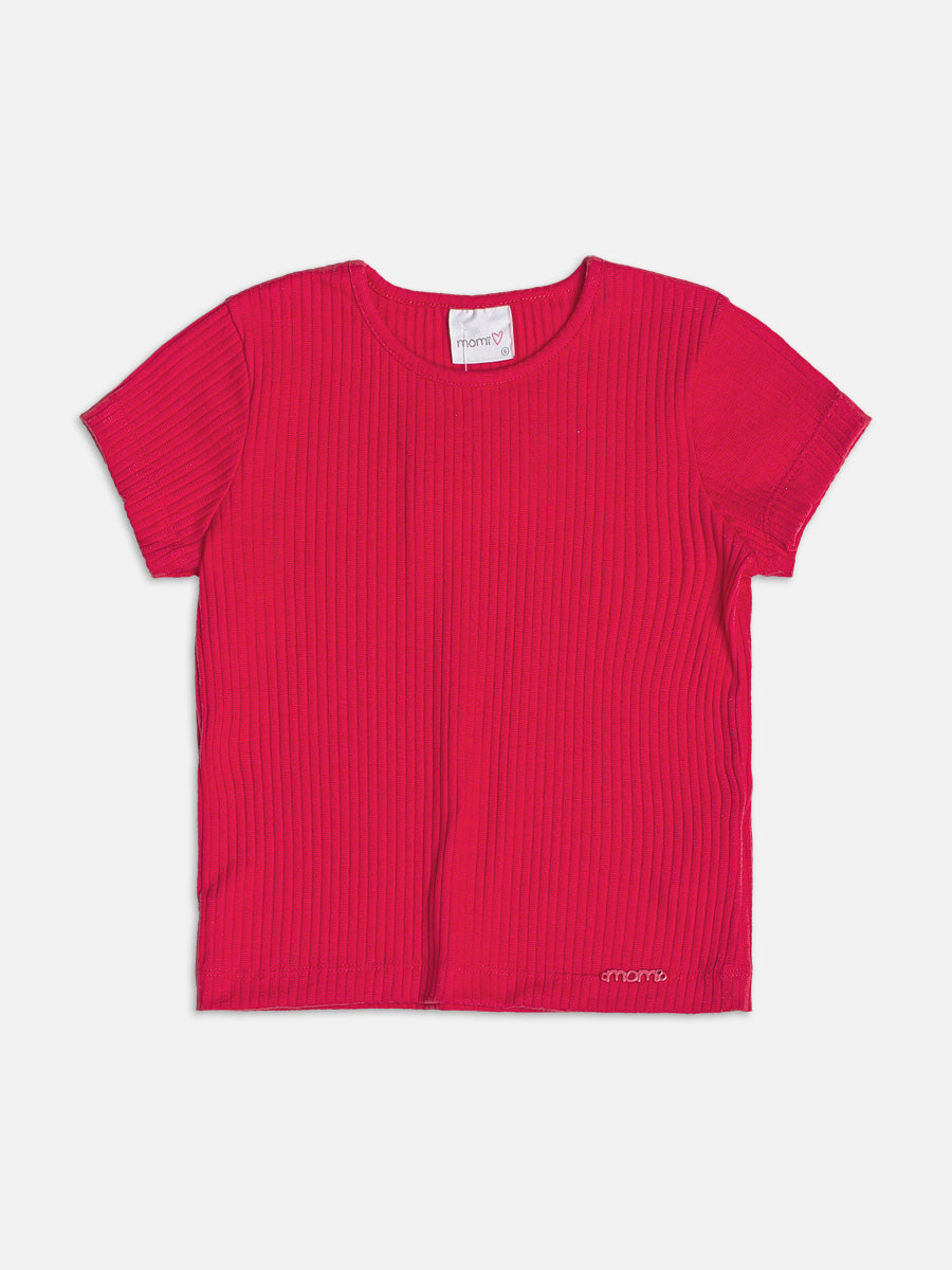 Preppy Red Ribbed Blouse