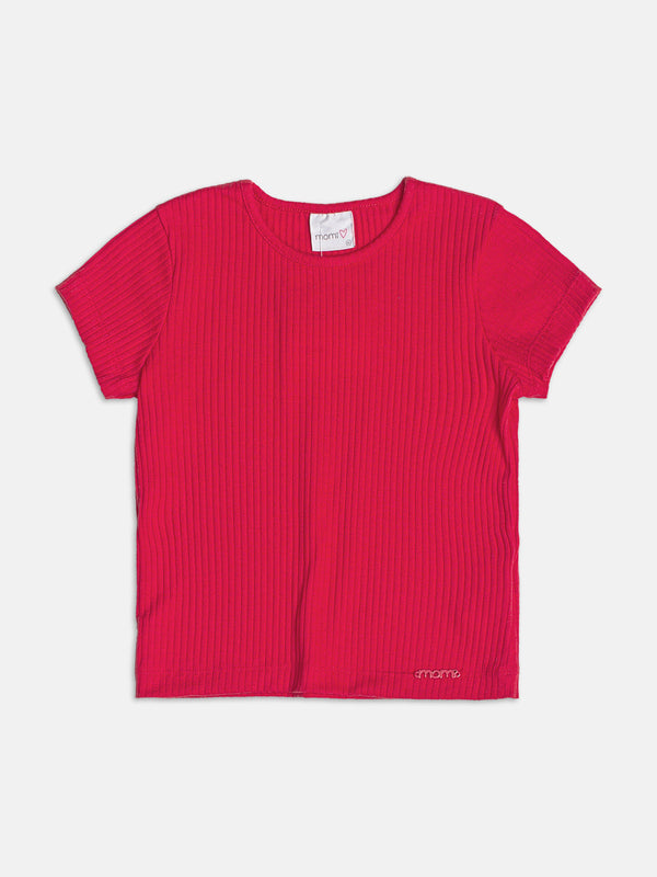 Preppy Red Ribbed Blouse