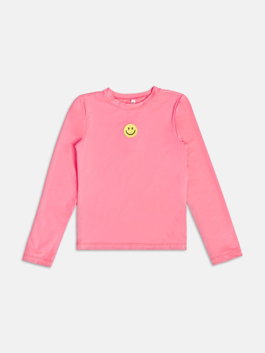 Neon Pink Blouse with Smile Patch
