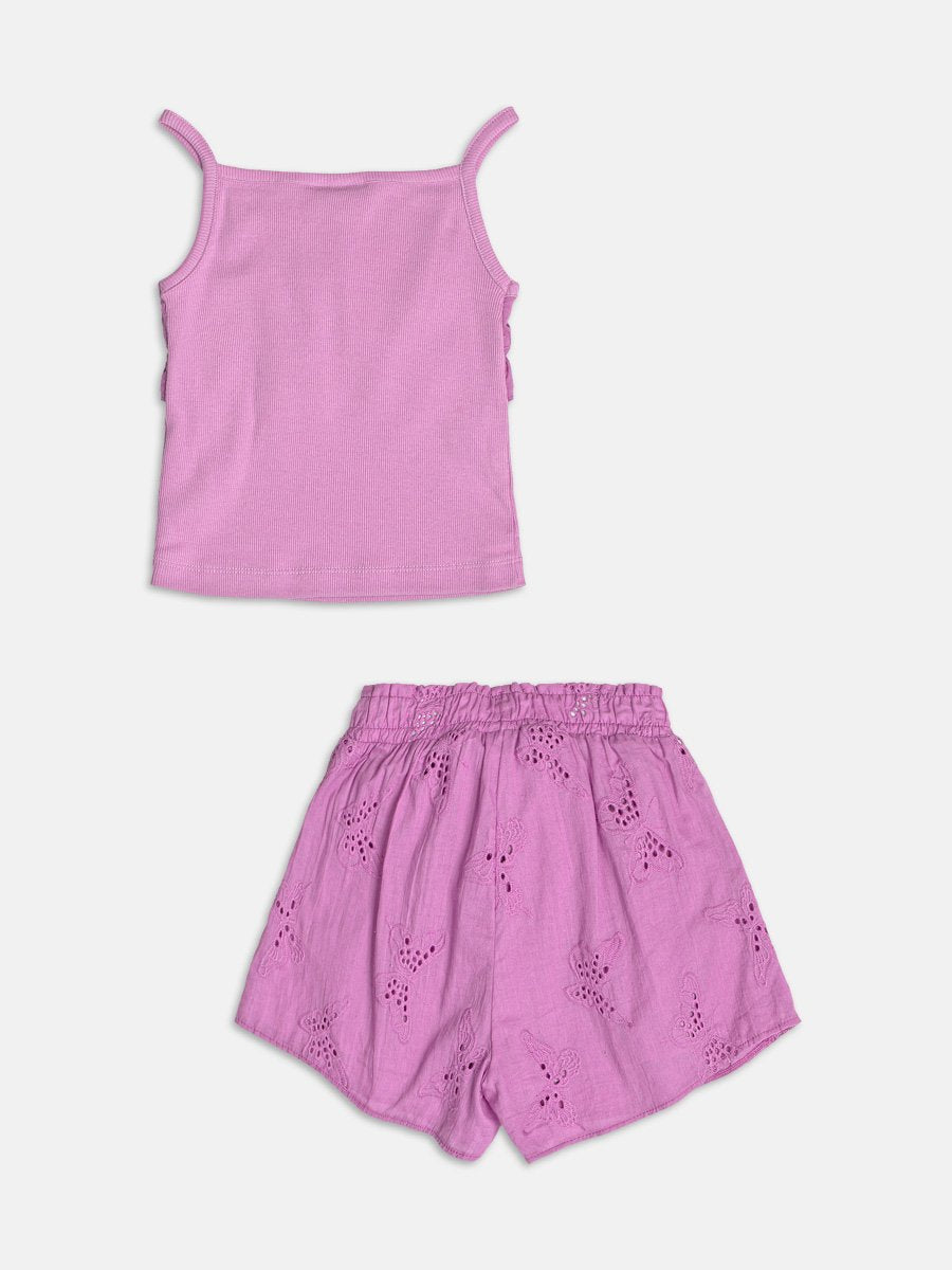 Purple Laise Set with Ruffles