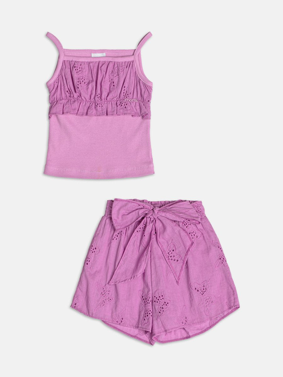 Purple Laise Set with Ruffles