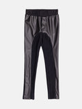 Girls Leggings with Faux Leather Panel