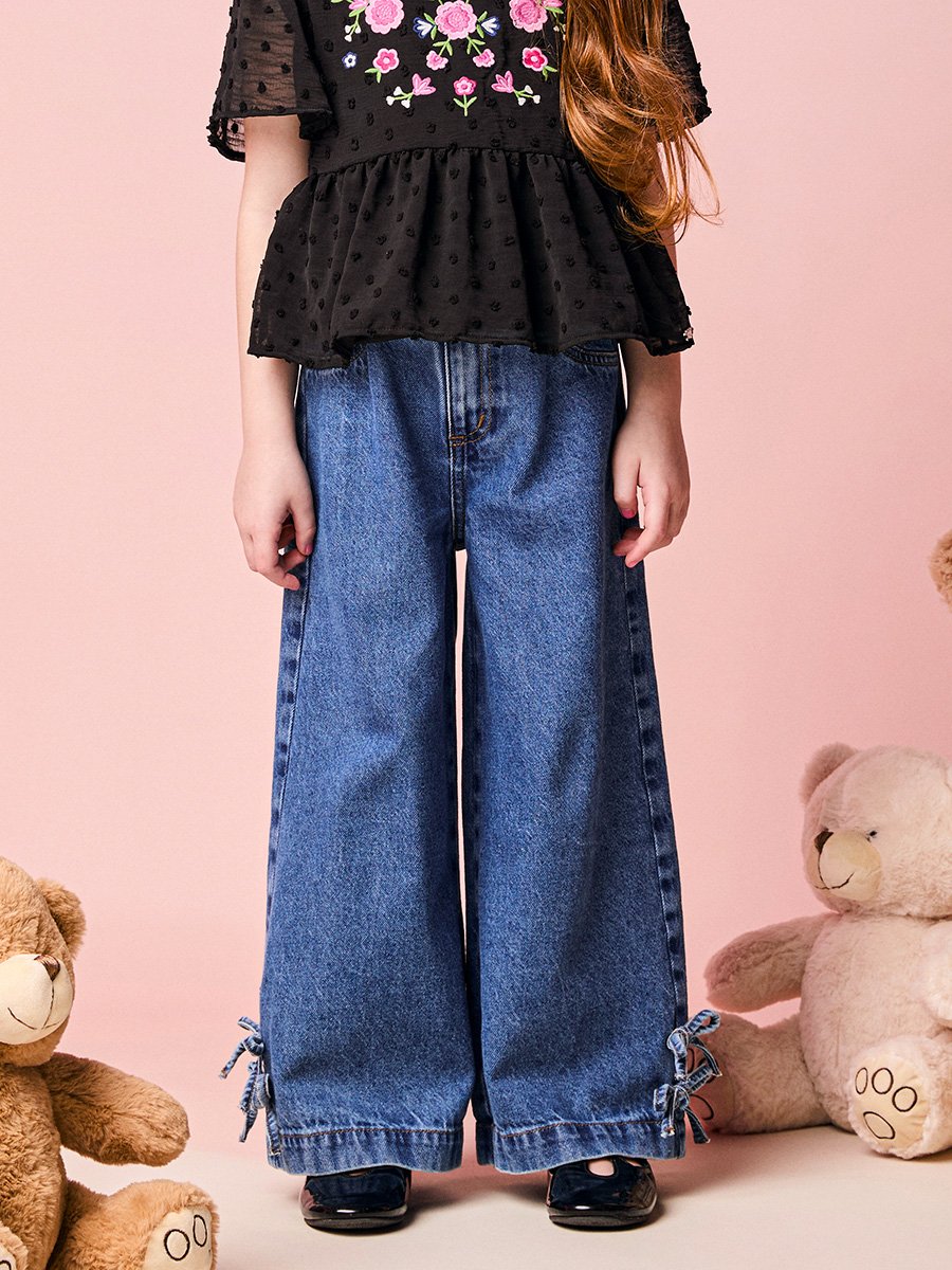 Momi Girls' Wide-Leg Pants – Bows