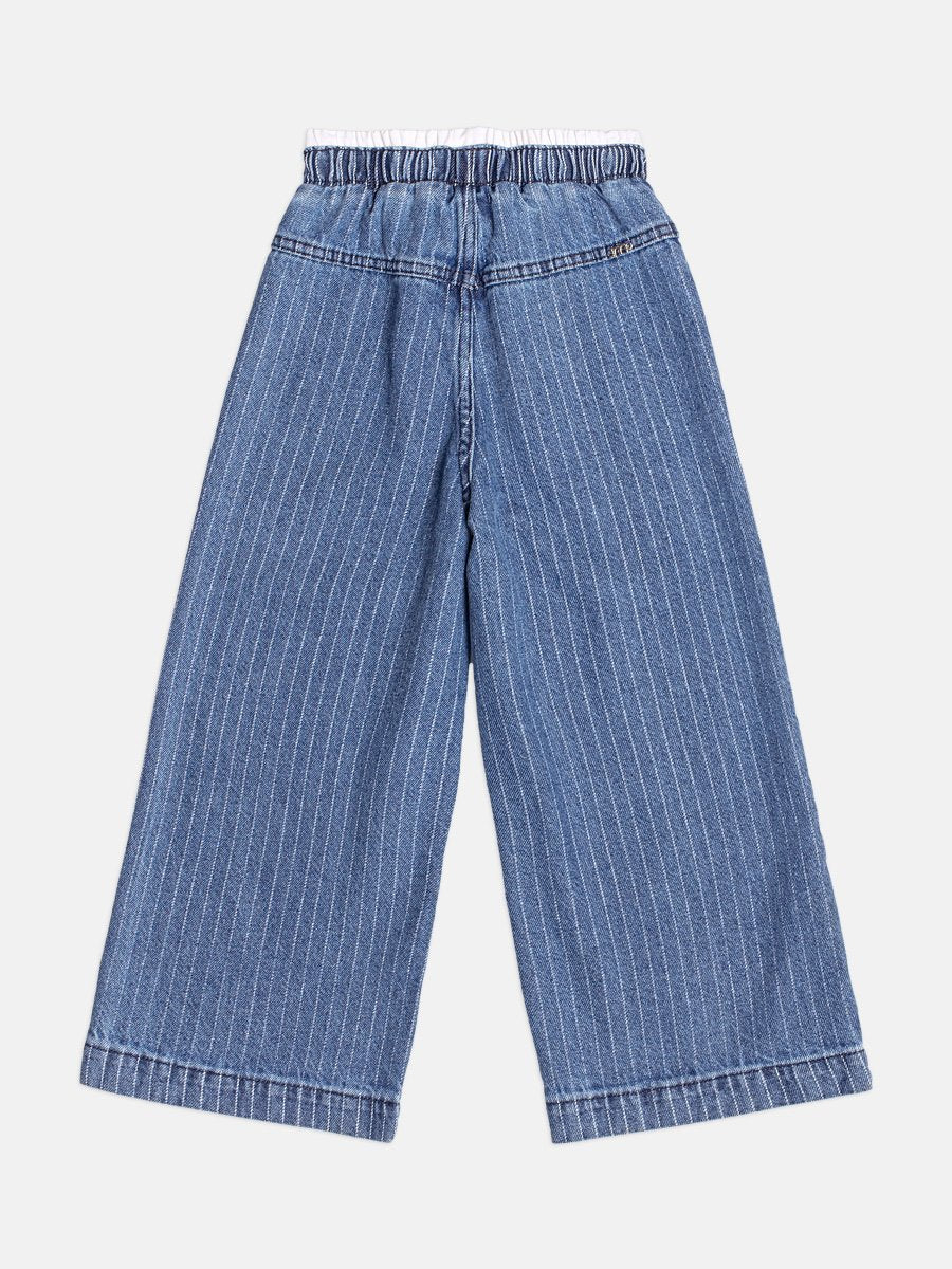Girls Wide Striped Pants with Bow