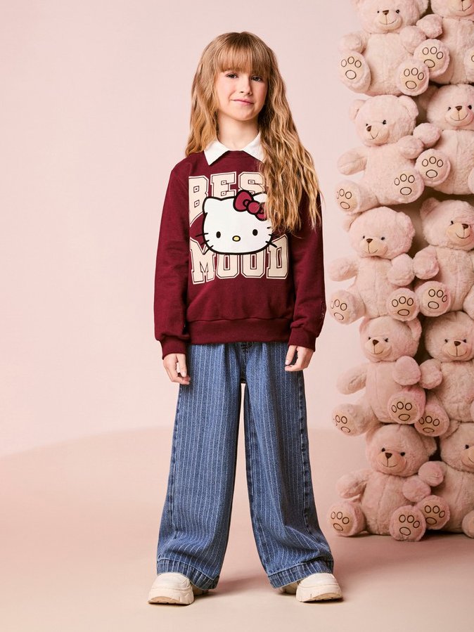 Girls Wide Striped Pants with Bow