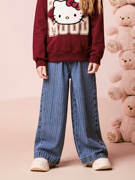 Girls Wide Striped Pants with Bow