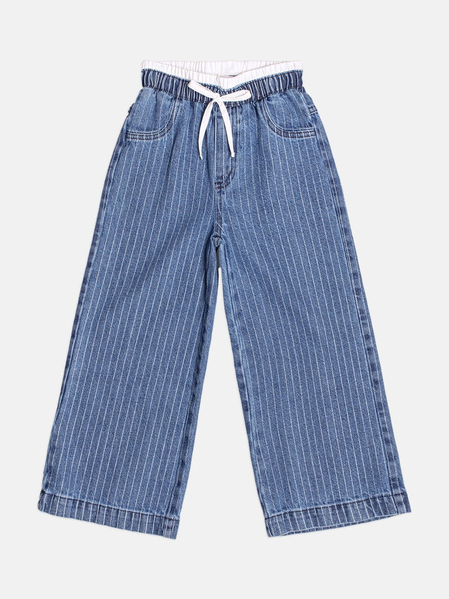 Girls Wide Striped Pants with Bow