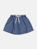 Children's Girl's Striped Jeans Skirt with Double Waistband