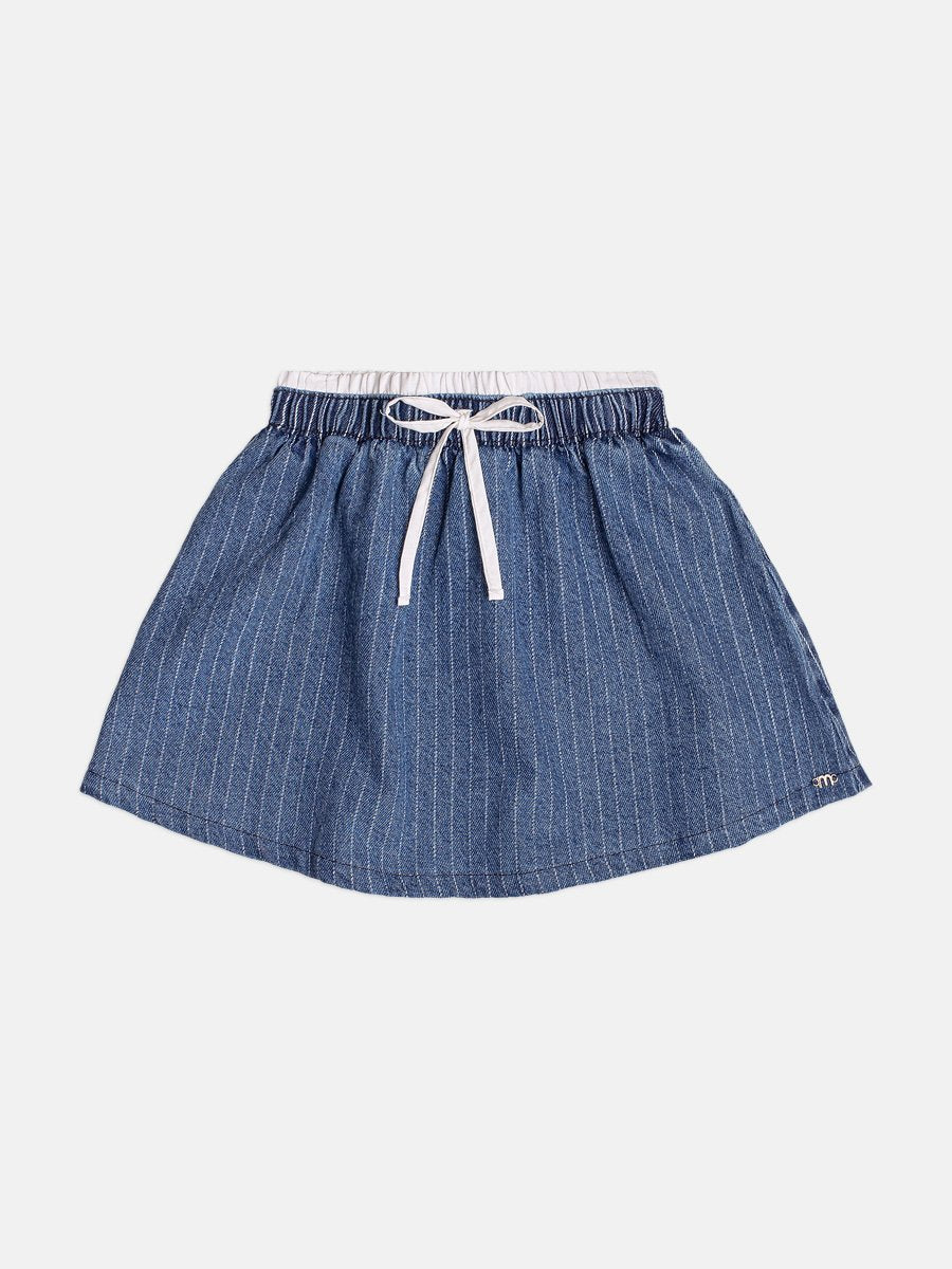 Children's Girl's Striped Jeans Skirt with Double Waistband