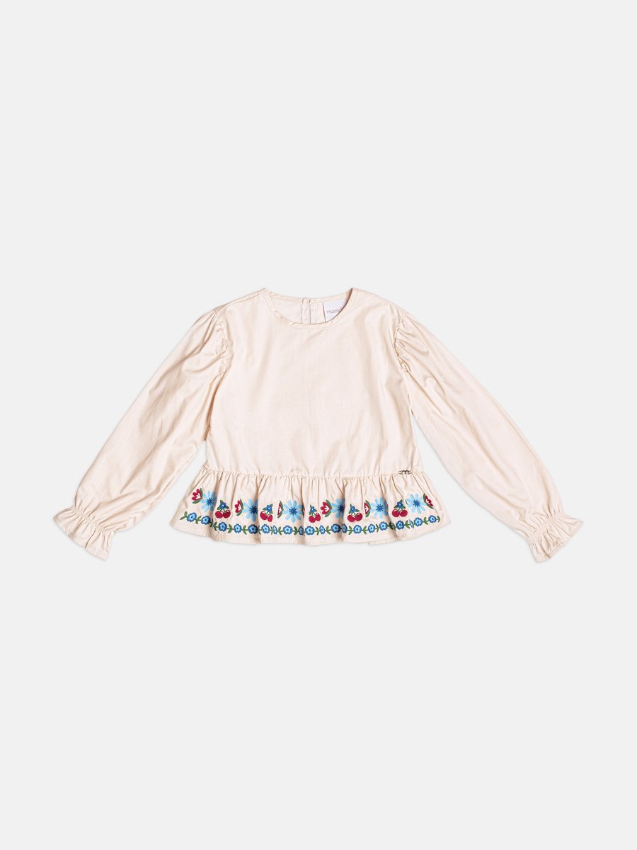 Girls Blouse with Floral Embroidery