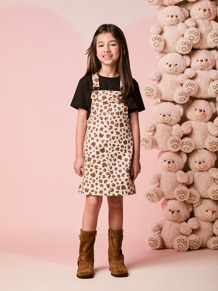 Momi Girls' Pinafore Dress – Twill Bear Print