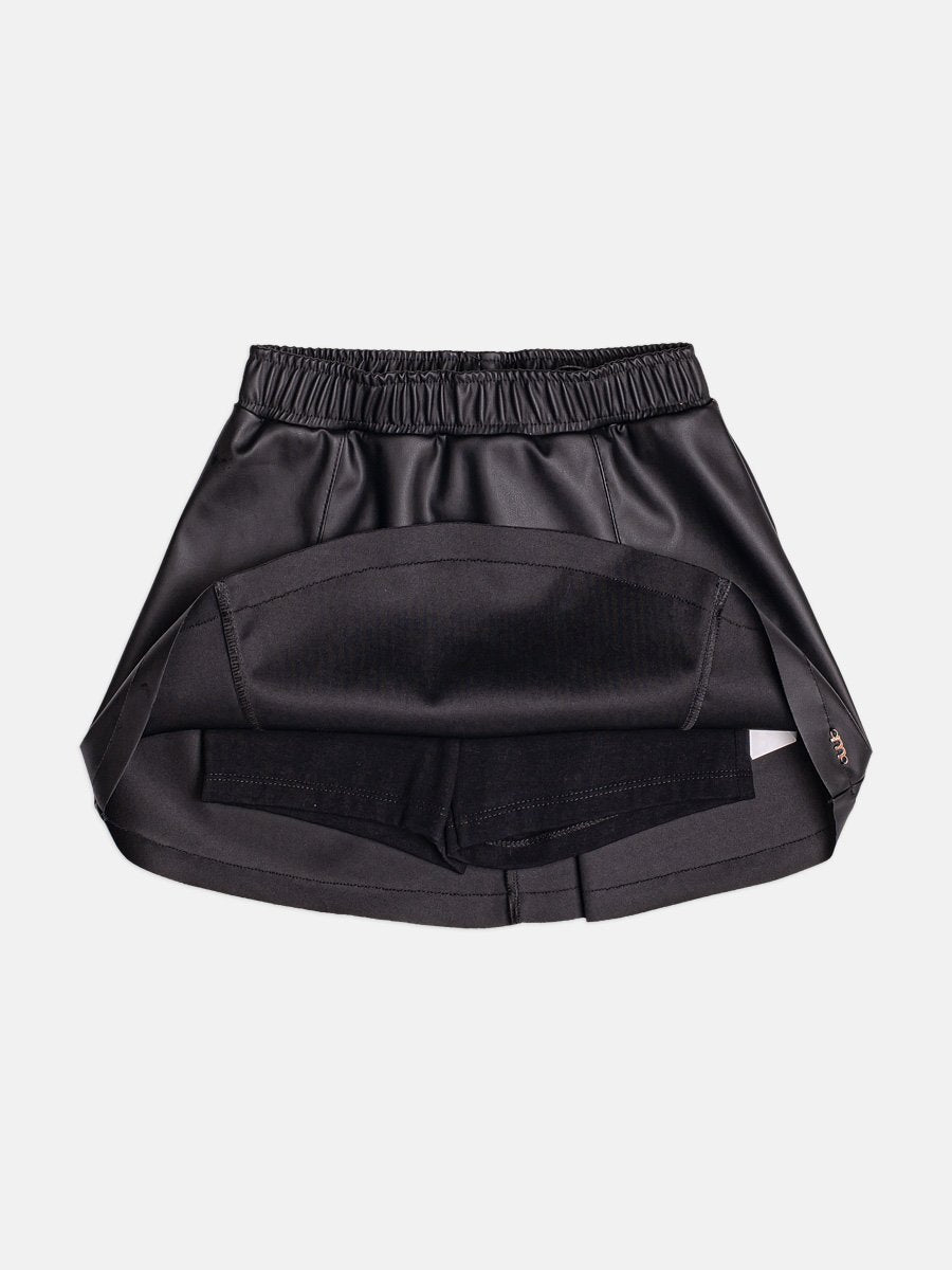 Momi Girls' Skirt – Faux Leather with Panel Details