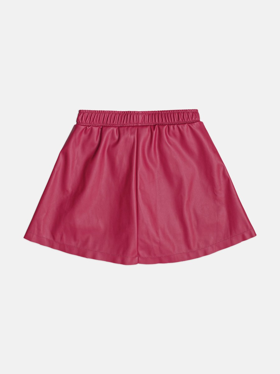 Girls Red Faux Leather Skirt