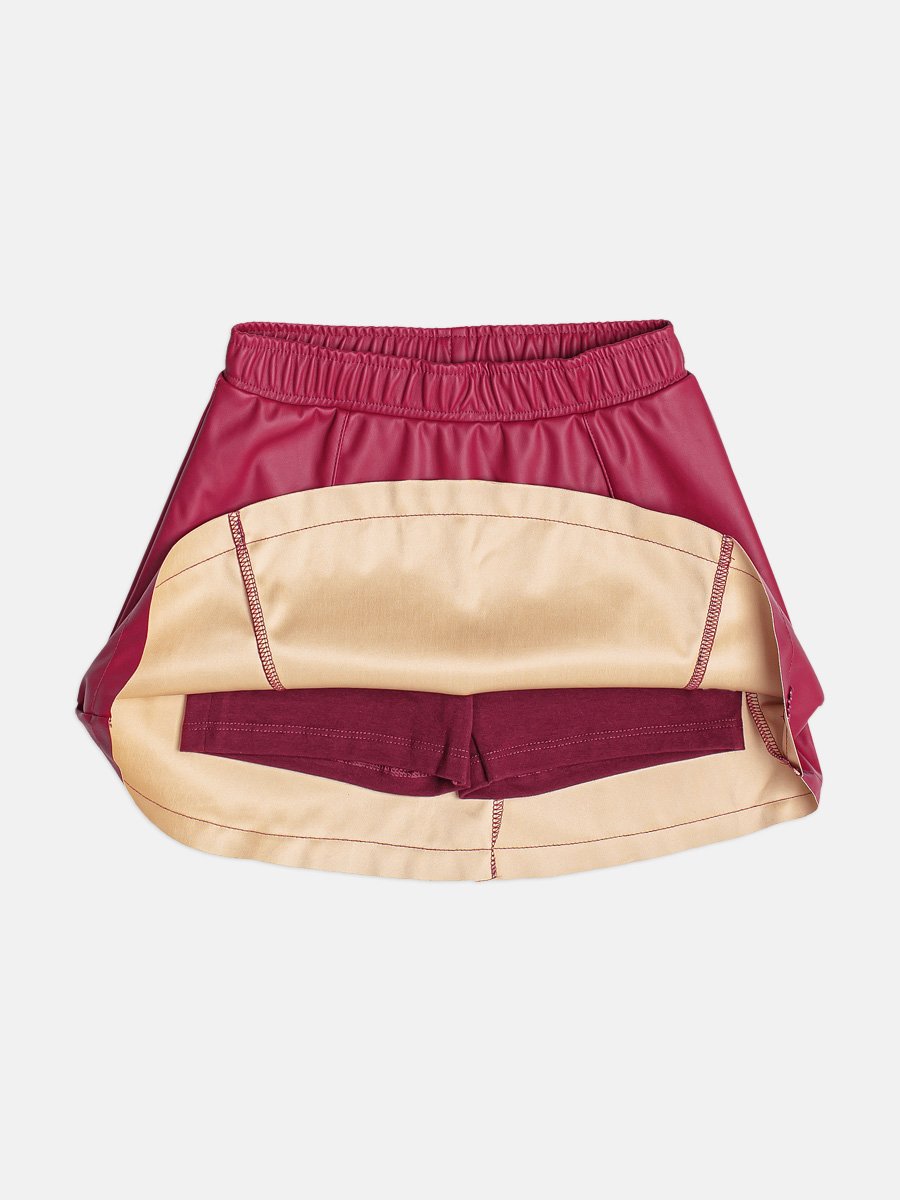 Girls Red Faux Leather Skirt