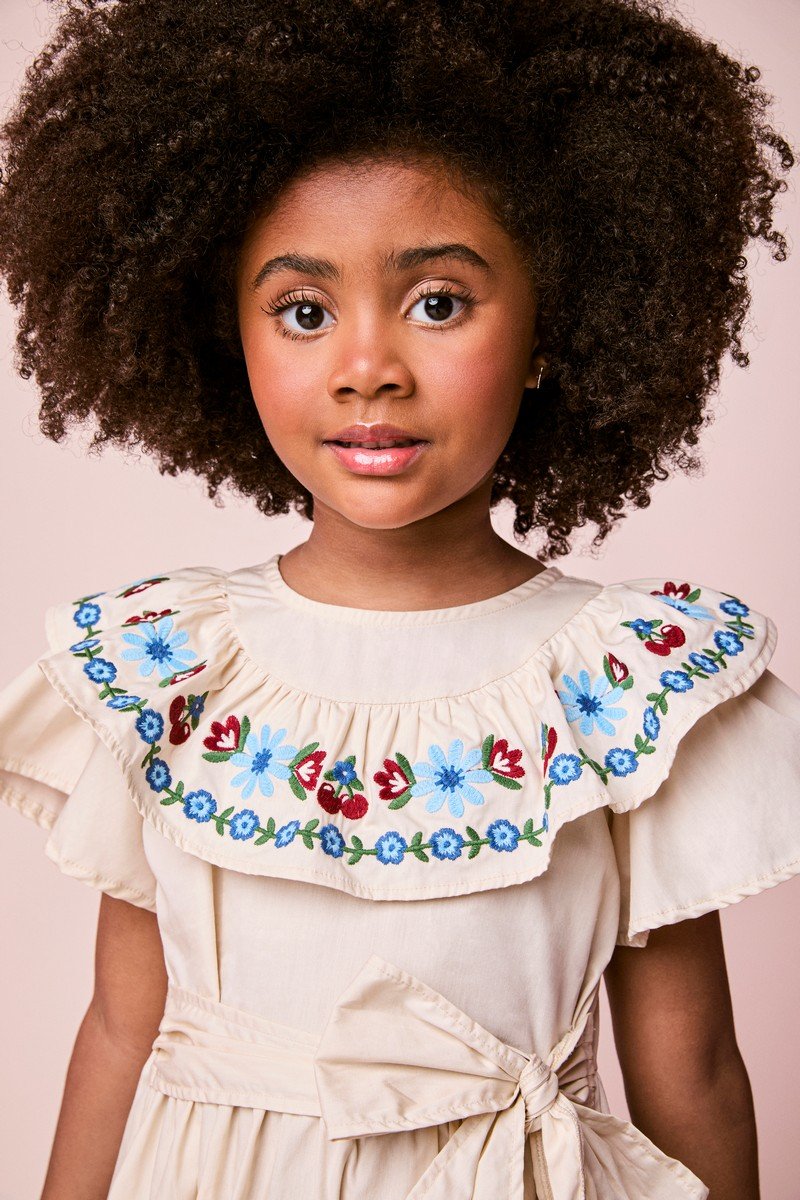Girls Dress with Floral Embroidery